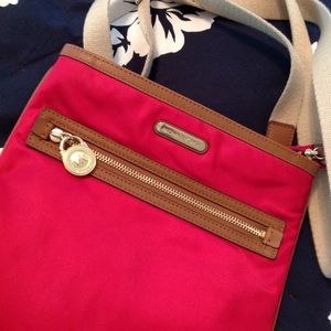 Like New Michael Kors Red Nylon Cross Body Bag